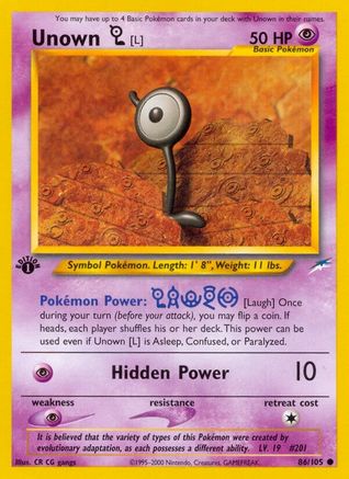 Unown [L] 086/105 - Neo Destiny 1st Edition - Common