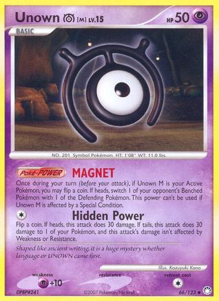 Unown M 66/123 - Mysterious Treasures Reverse Holofoil