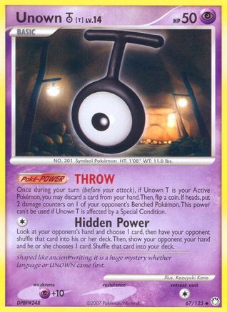 Unown T 67/123 - Mysterious Treasures Reverse Holofoil