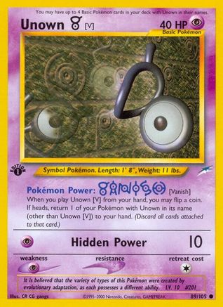 Unown [V] 089/105 - Neo Destiny 1st Edition - Common