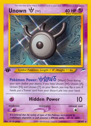 Unown [W] 029/105 - Neo Destiny 1st Edition - Rare