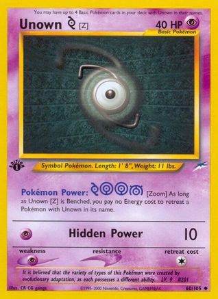 Unown [Z] 060/105 - Neo Destiny 1st Edition - Uncommon