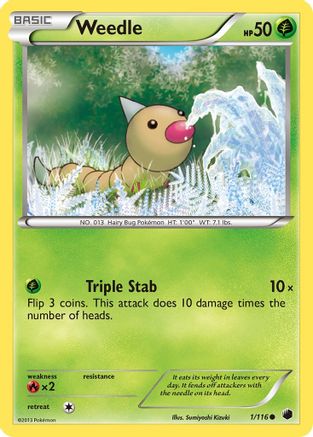 Weedle (1/116) - Plasma Freeze Reverse Holofoil - Common