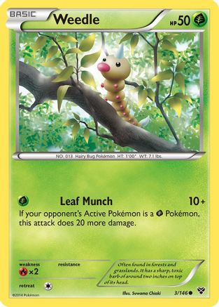 Weedle 003 - XY Base Set Reverse Holofoil - Common