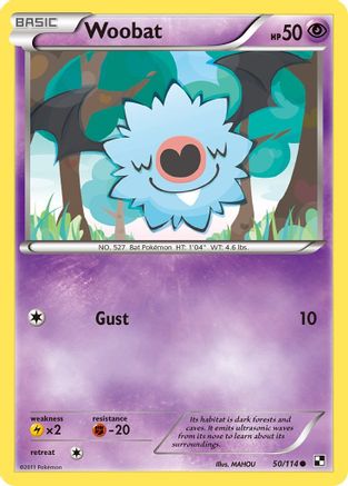 Woobat 050 - Black and White Reverse Holofoil - Common