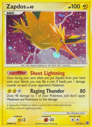 Zapdos (14/100) - Majestic Dawn Holofoil - Holo Rare