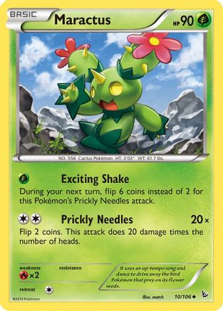 Maractus 010/106 - XY  Flashfire Reverse Holofoil - Uncommon