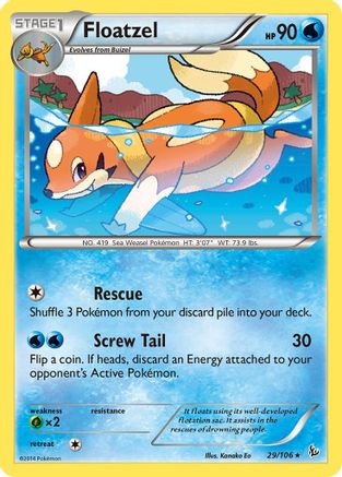 Floatzel 029/106 - XY  Flashfire Reverse Holofoil - Rare
