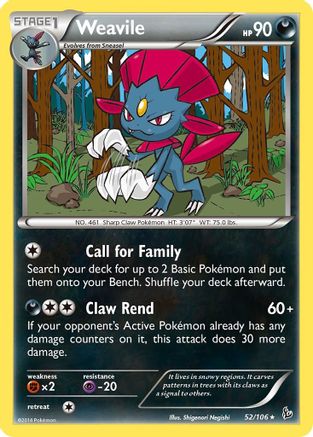 Weavile 052 - XY  Flashfire Normal - Rare