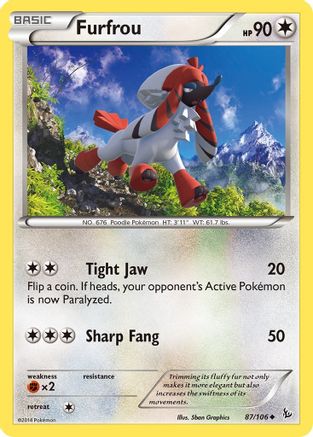 Furfrou 087/106 - XY  Flashfire Reverse Holofoil - Uncommon