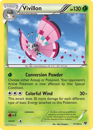 Vivillon (Meadow [Pink]) - 017/146 - XY Base Set Reverse Holofoil