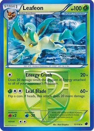 Leafeon - 11/116 (BW Plasma Freeze) 11 - Deck Exclusives Holofoil