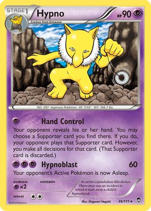 Hypno 036 - XY  Furious Fists Reverse Holofoil - Rare