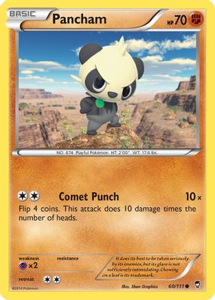Pancham (60) 060/111 - XY  Furious Fists Reverse Holofoil - Common