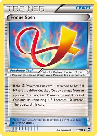 Focus Sash 091/111 - XY  Furious Fists Reverse Holofoil - Uncommon