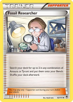 Fossil Researcher 092 - XY  Furious Fists Normal - Uncommon