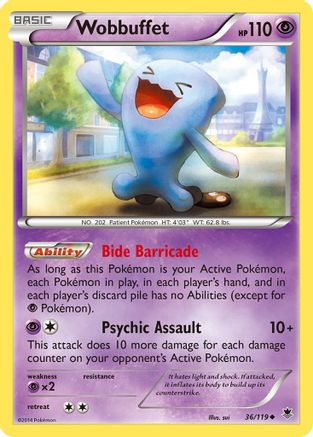 Wobbuffet 036/119 - XY  Phantom Forces Reverse Holofoil - Uncommon