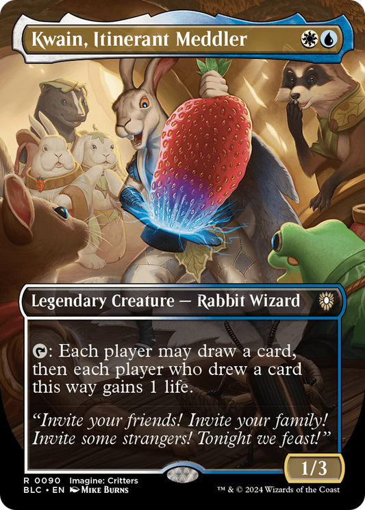 Kwain, Itinerant Meddler (Borderless) (BLC-090) - Bloomburrow Commander (Borderless) Foil