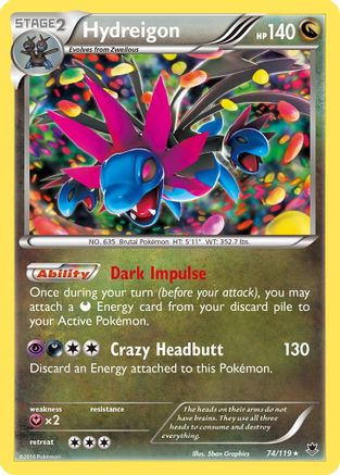Hydreigon 074/119 - XY  Phantom Forces Reverse Holofoil - Holo Rare