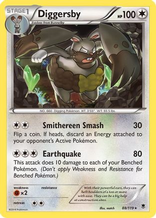 Diggersby 088 - XY  Phantom Forces Reverse Holofoil - Rare