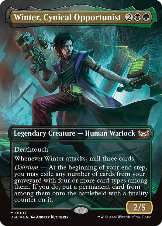 Winter, Cynical Opportunist (DSC-007) - Duskmourn: House of Horror Commander (Borderless) Foil