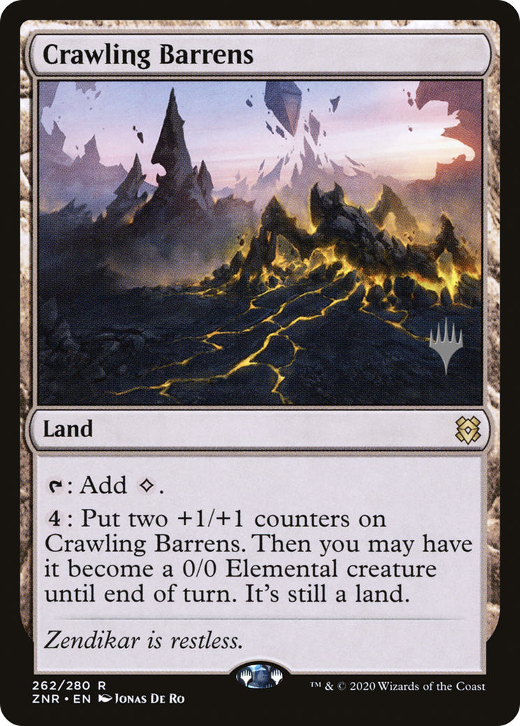 Crawling Barrens (PPZNR-262P) - Zendikar Rising Promos (Promo Pack) Foil