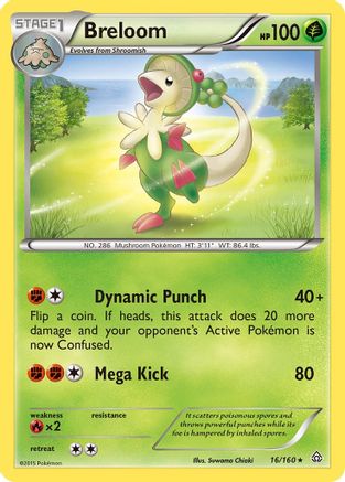 Breloom 016/160 - XY  Primal Clash Reverse Holofoil - Rare