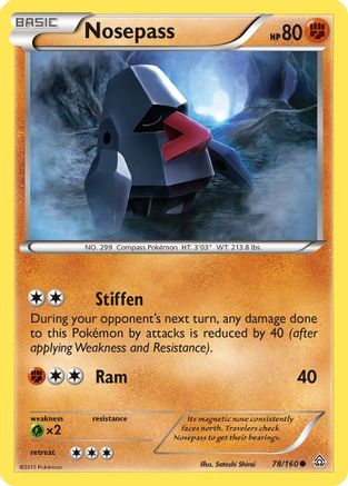 Nosepass 078 - XY  Primal Clash Reverse Holofoil - Common