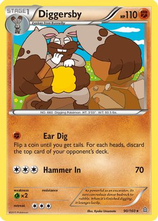 Diggersby 090 - XY  Primal Clash Reverse Holofoil - Rare