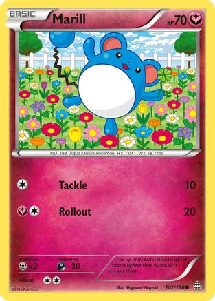 Marill 102/160 - XY  Primal Clash Reverse Holofoil - Common