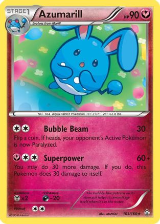 Azumarill 103/160 - XY  Primal Clash Reverse Holofoil - Rare