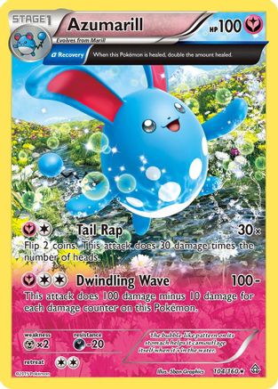 Azumarill (Alpha) 104/160 - XY  Primal Clash Reverse Holofoil - Holo Rare