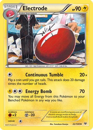 Electrode 022/108 - XY  Roaring Skies Reverse Holofoil - Uncommon