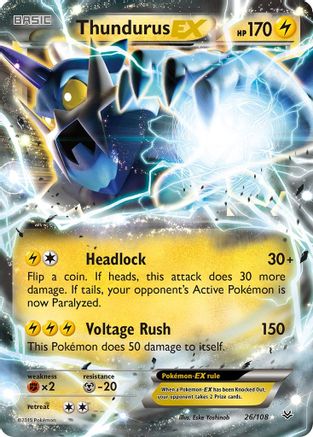 Thundurus EX 026/108 - XY  Roaring Skies Holofoil - Ultra Rare