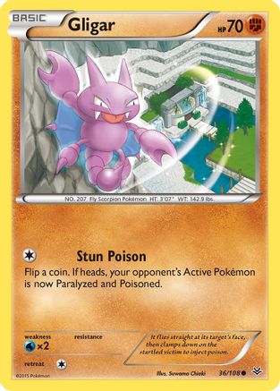 Gligar 036/108 - XY  Roaring Skies Reverse Holofoil - Common