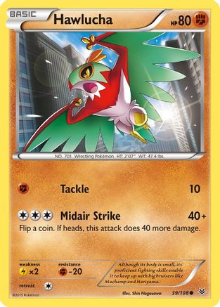 Hawlucha 039/108 - XY  Roaring Skies Reverse Holofoil - Common