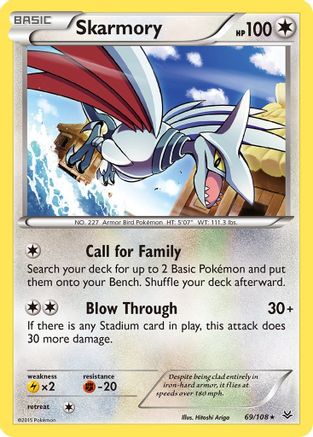 Skarmory 069/108 - XY  Roaring Skies Reverse Holofoil - Rare