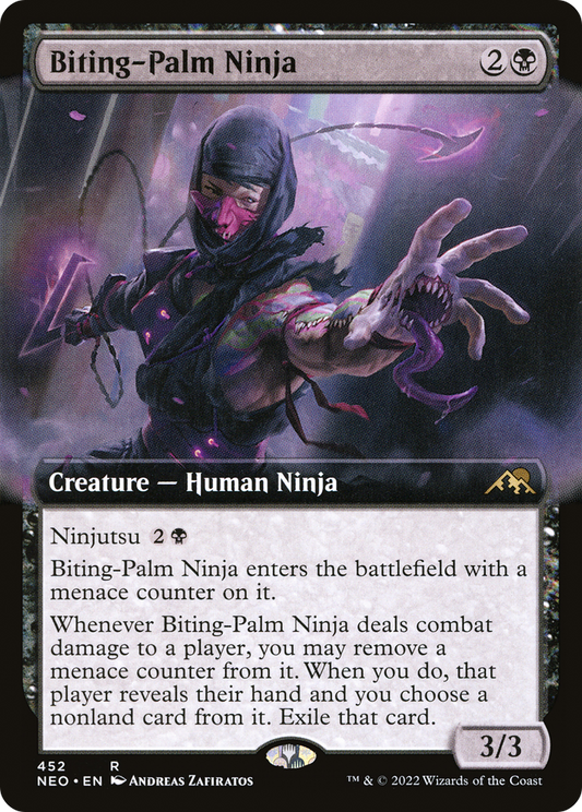 Biting-Palm Ninja (NEO-452) - Kamigawa: Neon Dynasty: (Extended Art)