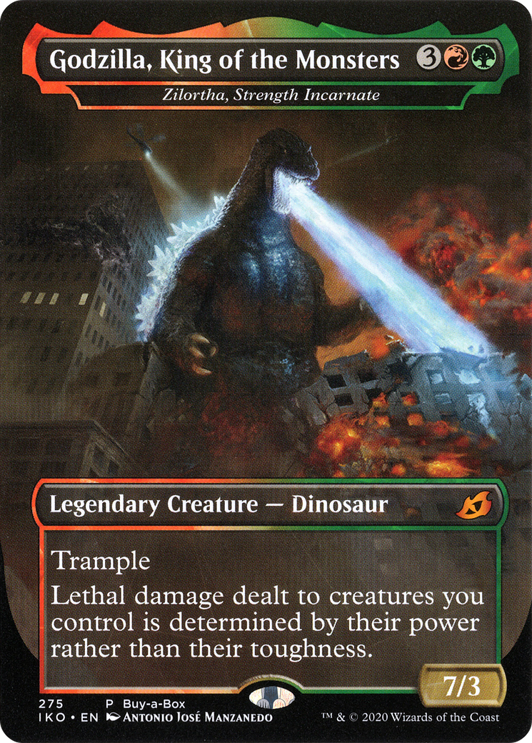 Zilortha, Strength Incarnate (IKO-275) - Ikoria: Lair of Behemoths / Godzilla, King of the Monsters (Borderless) Foil