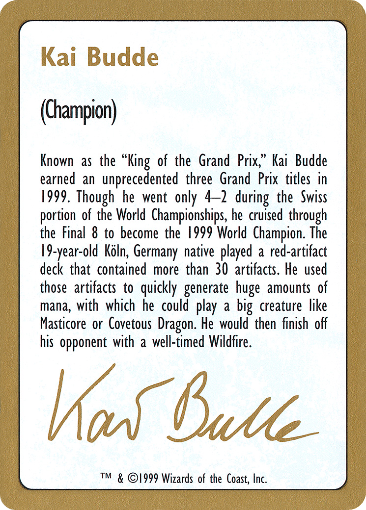 Kai Budde Bio (WC99-KB0A) - World Championship Decks 1999