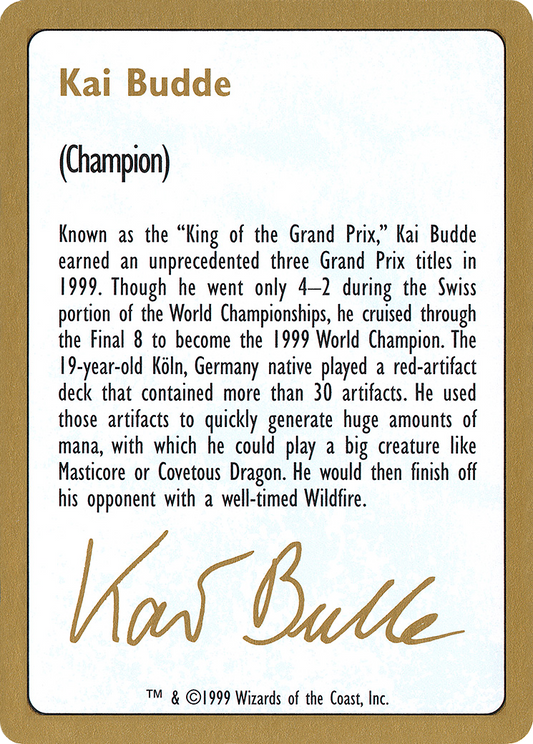 Kai Budde Bio (WC99-KB0A) - World Championship Decks 1999