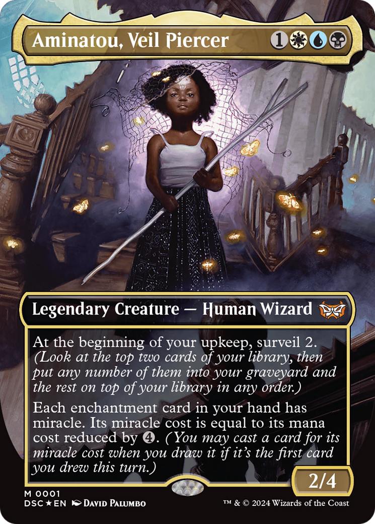 Aminatou, Veil Piercer (DSC-001) - Duskmourn: House of Horror Commander (Borderless) Foil