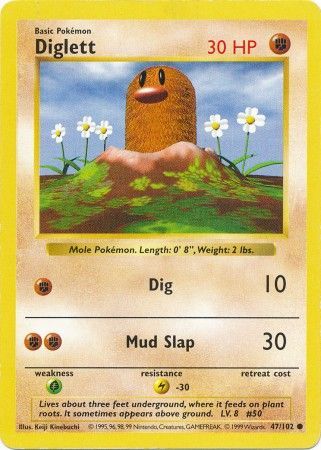 Diglett 047/102 - Base Set Shadowless Unlimited - Common