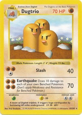 Dugtrio 019/102 - Base Set Shadowless Unlimited - Rare