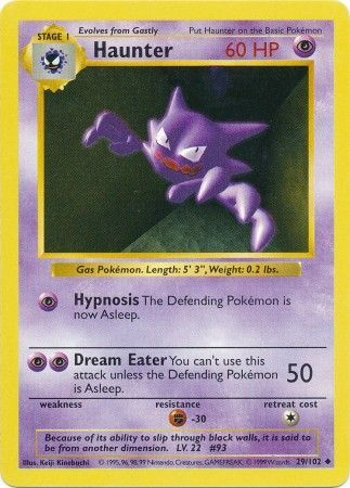 Haunter 029/102 - Base Set Shadowless Unlimited - Uncommon