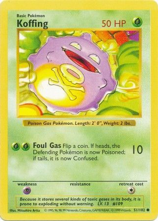 Koffing 051/102 - Base Set Shadowless Unlimited - Common