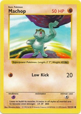 Machop 052/102 - Base Set Shadowless Unlimited - Common