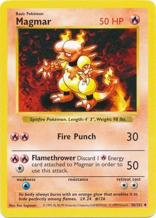 Magmar 036/102 - Base Set Shadowless Unlimited - Uncommon