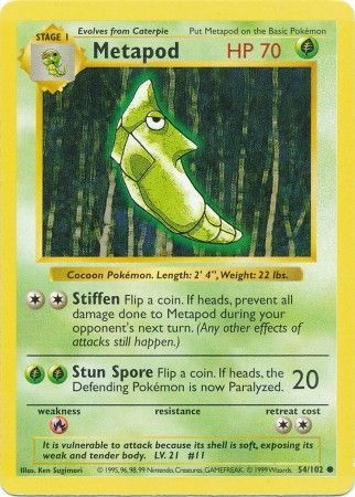 Metapod (54/102) - Base Set Shadowless Unlimited - Common