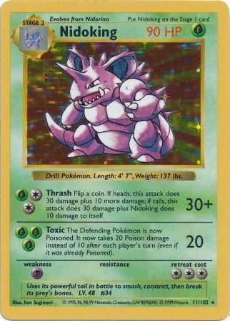 Nidoking 011/102 - Base Set Shadowless Unlimited Holofoil - Holo Rare